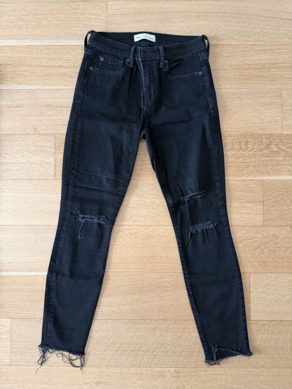 Gap Black Distressed Skinny Jeans, Size 27